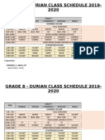 Grade 8 - Durian Class Schedule 2019-2020: Friendell S. Arias, LPT