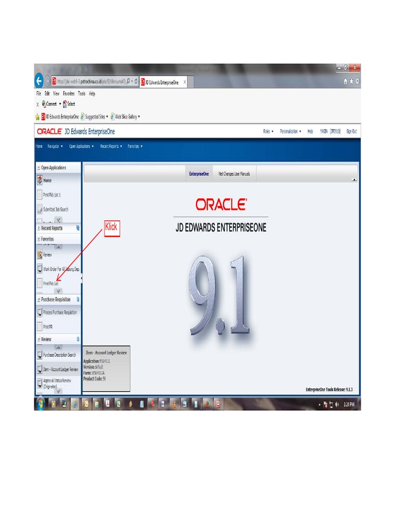 JDE Print Picking List PDF