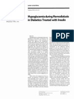 Hypoglycemia During Hemodialysis in Diabetics Treated With Insulin