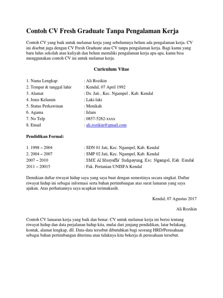 Download 65+ Contoh Surat Surat Lamaran Kerja Non Pengalaman Gratis