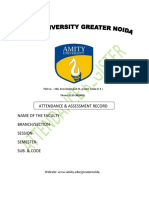 Attendance & Assessment Record: Website: WWW - Amity.edu/greaternoida