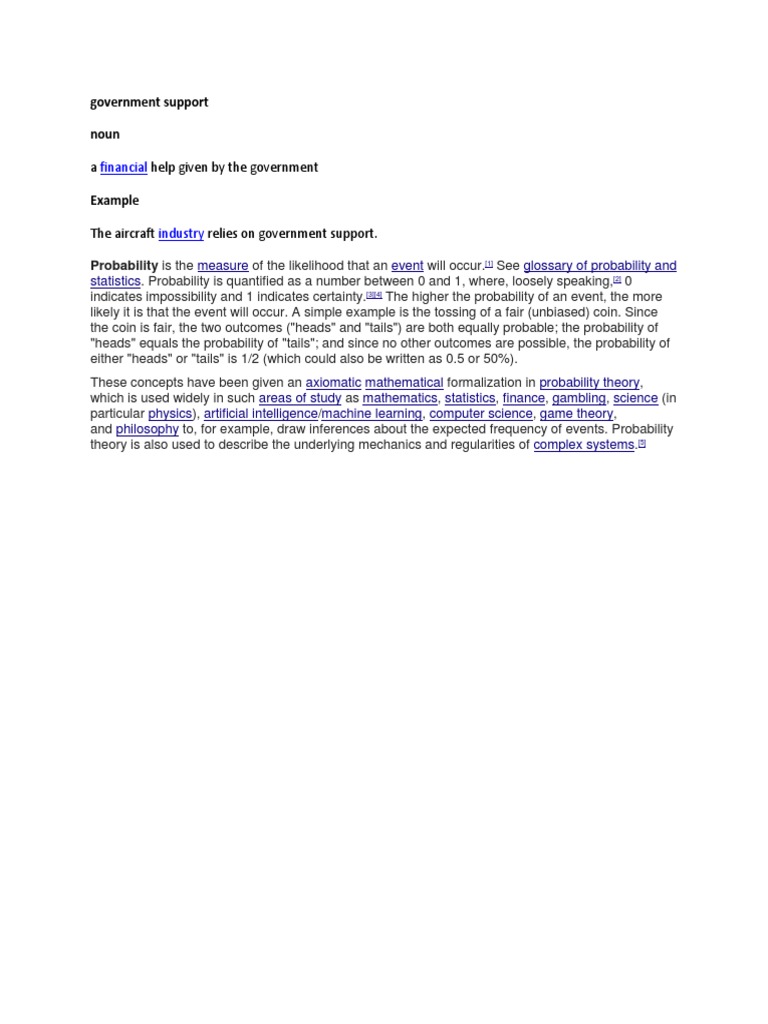 Understanding Government Support and Probability | PDF | Finance ...