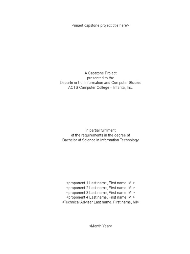 Sample Format For Title of Capstone | PDF