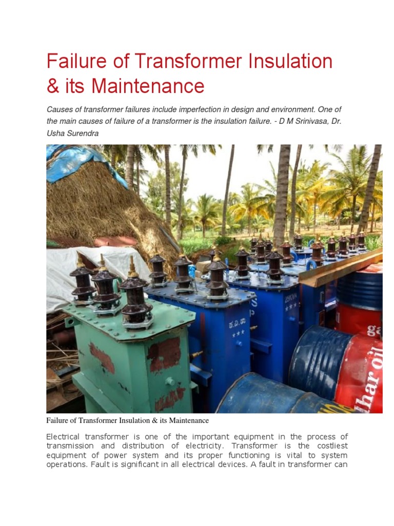 Failure of Transformer Insulation PDF Electrical Breakdown