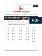 ESE 2020: Prelims Exam: General Studies & Engg. Aptitude