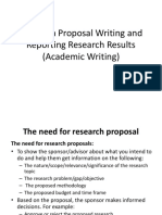 Research Proposal Writing and Reporting Research Results (Academic Writing)