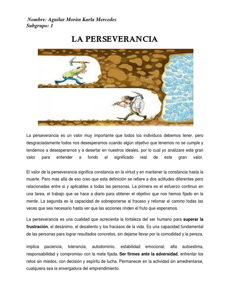 El Valor de la Perseverancia | PDF | Crecimiento personal y profesional