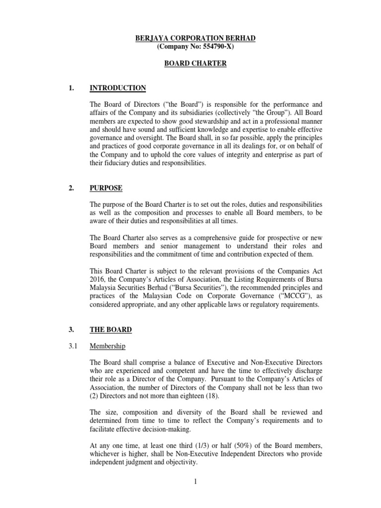 Bcorp Board Charter 2019 PDF | Download Free PDF | Board Of Directors ...