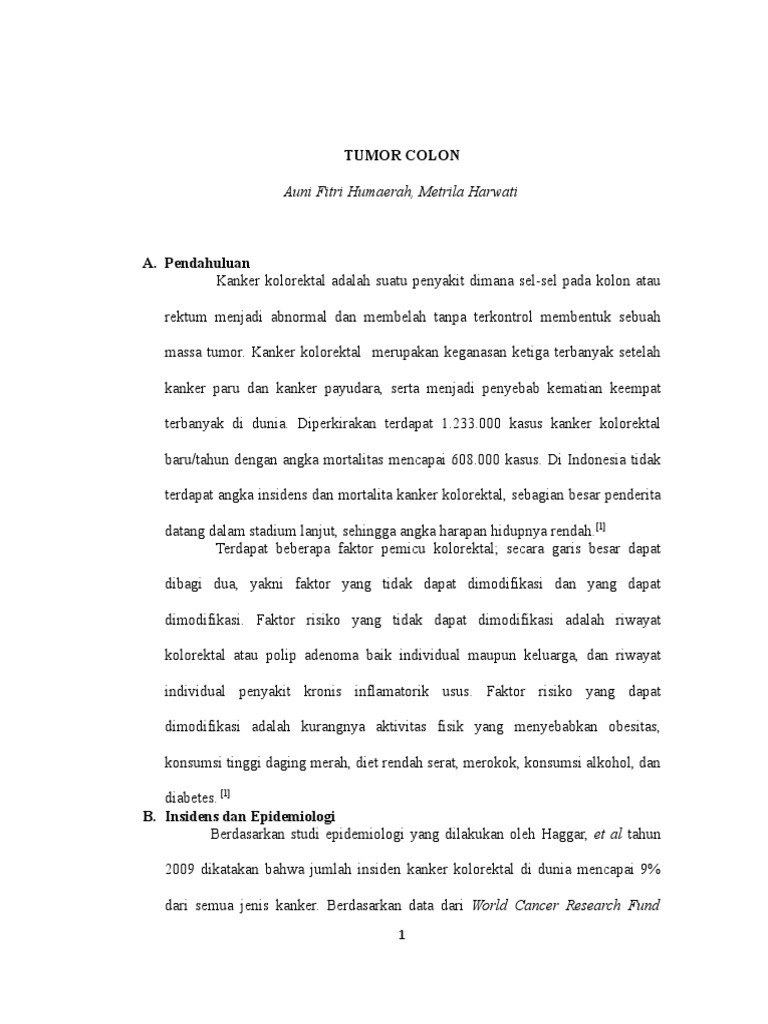 Referat Tumor Colon Pdf Pengembangan Diri Kesehatan Holistik