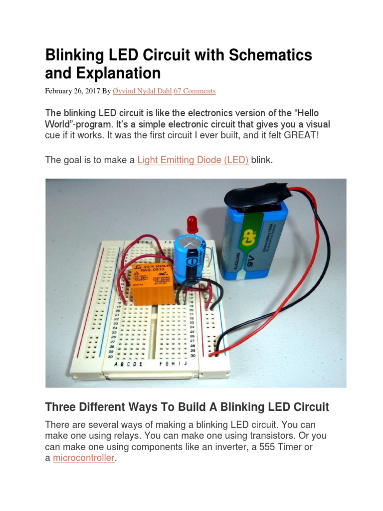 Blinking LED Circuit With Schematics and Explanation Circuit Diagram