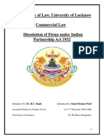 Faculty of Law, University of Lucknow Commercial Law Dissolution of Firms Under Indian Partnership Act 1932