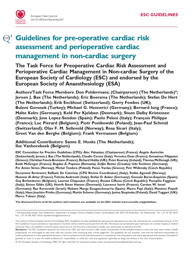 Guidelines Perioperative Cardiac Care FT | PDF