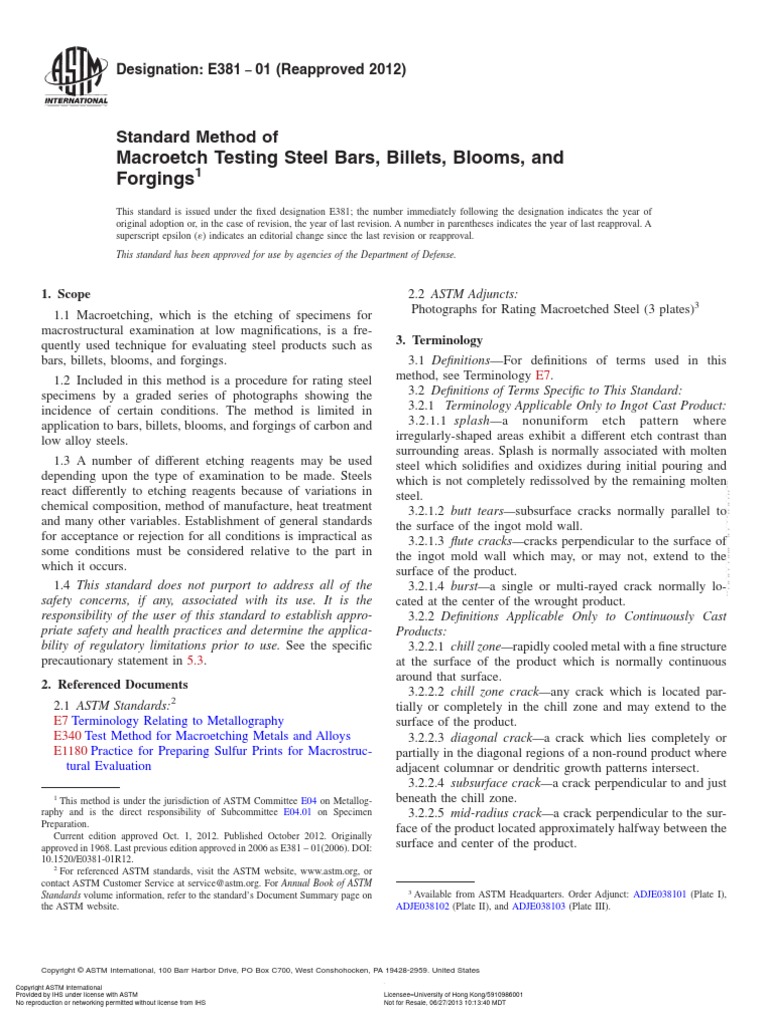 Astm E381 | Download Free PDF | Hydrochloric Acid | Ingot