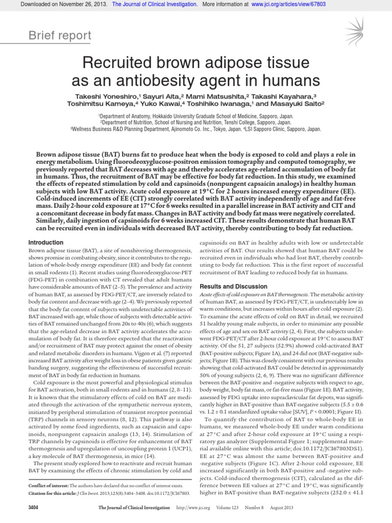 Recruited Brown Adipose Tissue As An Antiobesity Agent In Humans Images, Photos, Reviews