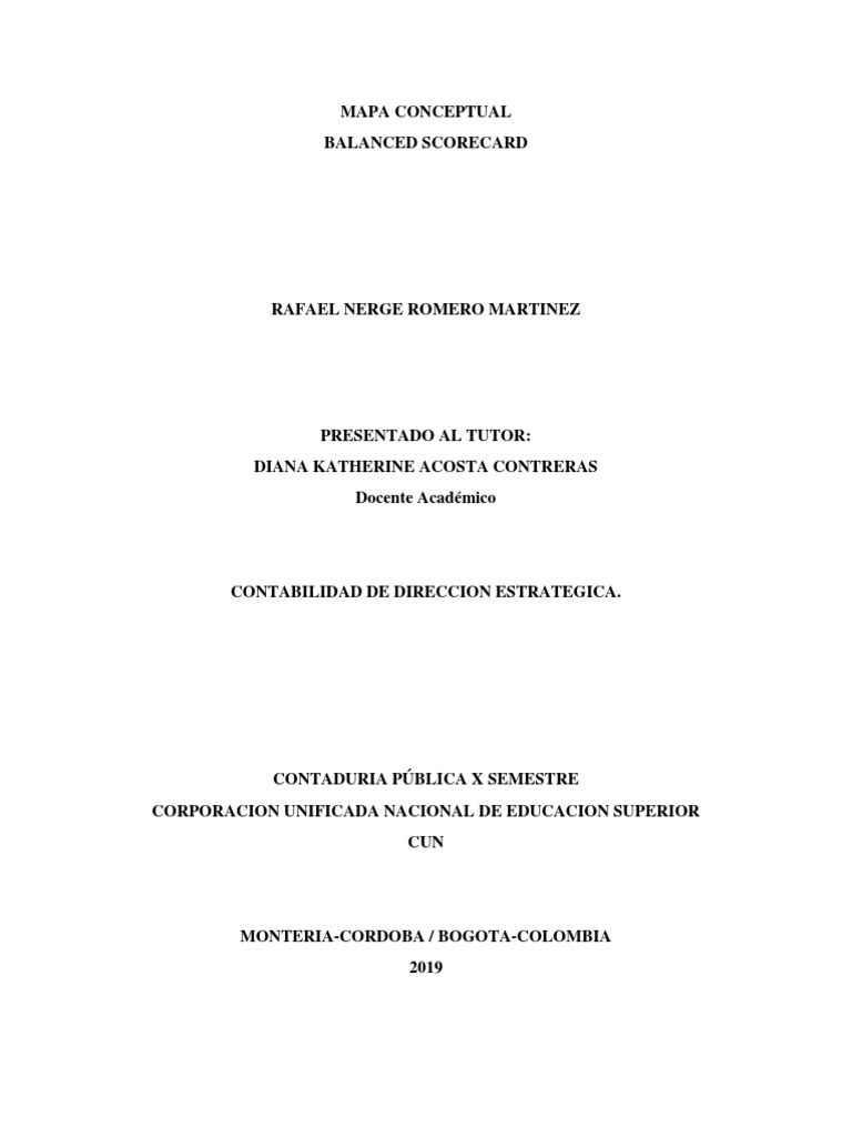 Mapa Conceptual del Balanced Scorecard | PDF | Crecimiento personal y ...
