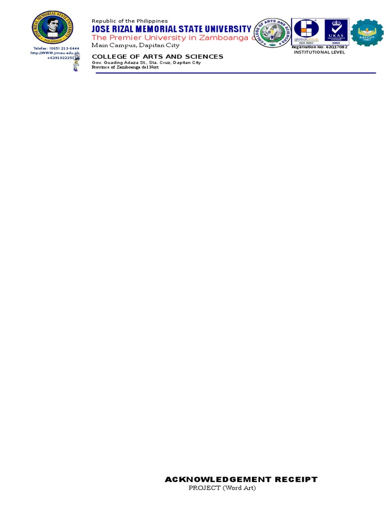 Acknowledgement Receipt Project .Doc EDITED NEW | PDF | Academic ...