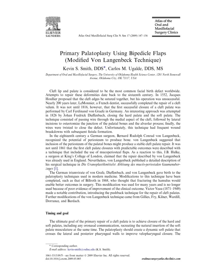 Bipedicle Flap Palatoplasty Technique | PDF | Facial Features | Face