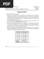 Diagnostic Quiz 0: Introduction To Algorithms