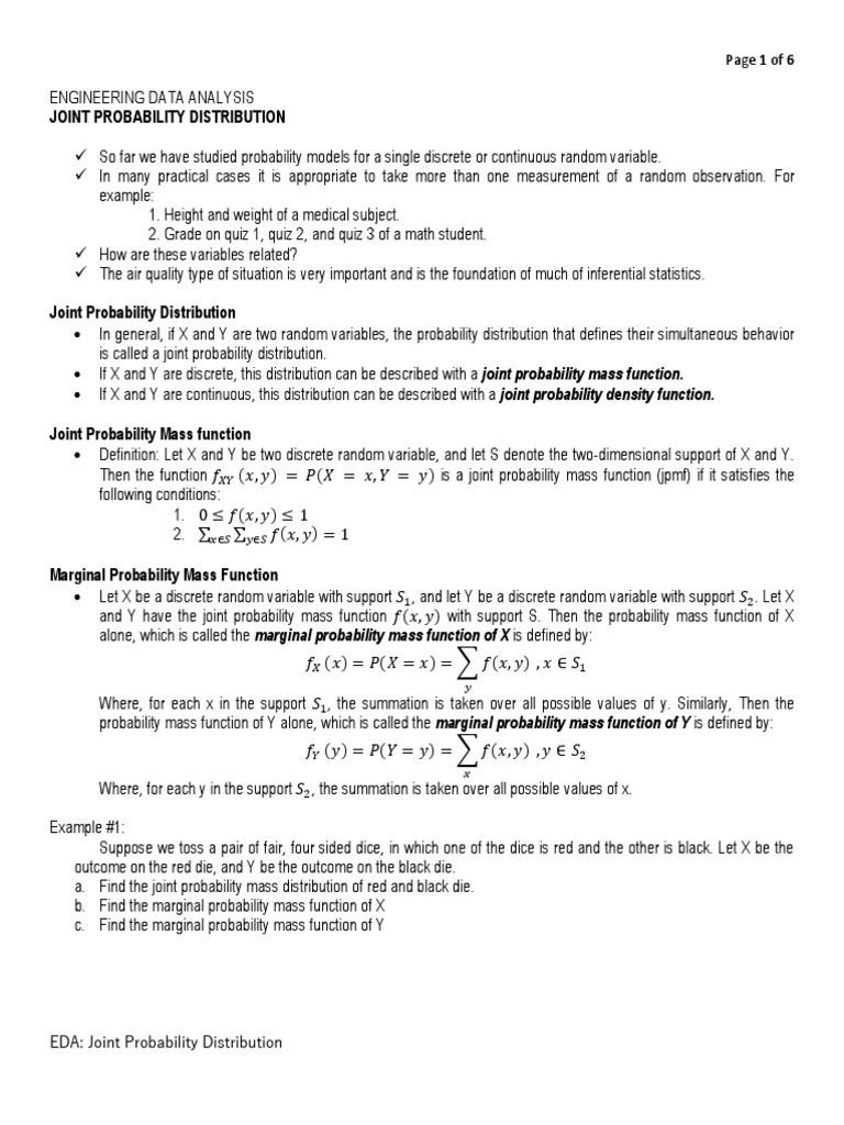 Eda Joint Probability Distribution 2 Probability Distribution Probability Density Function