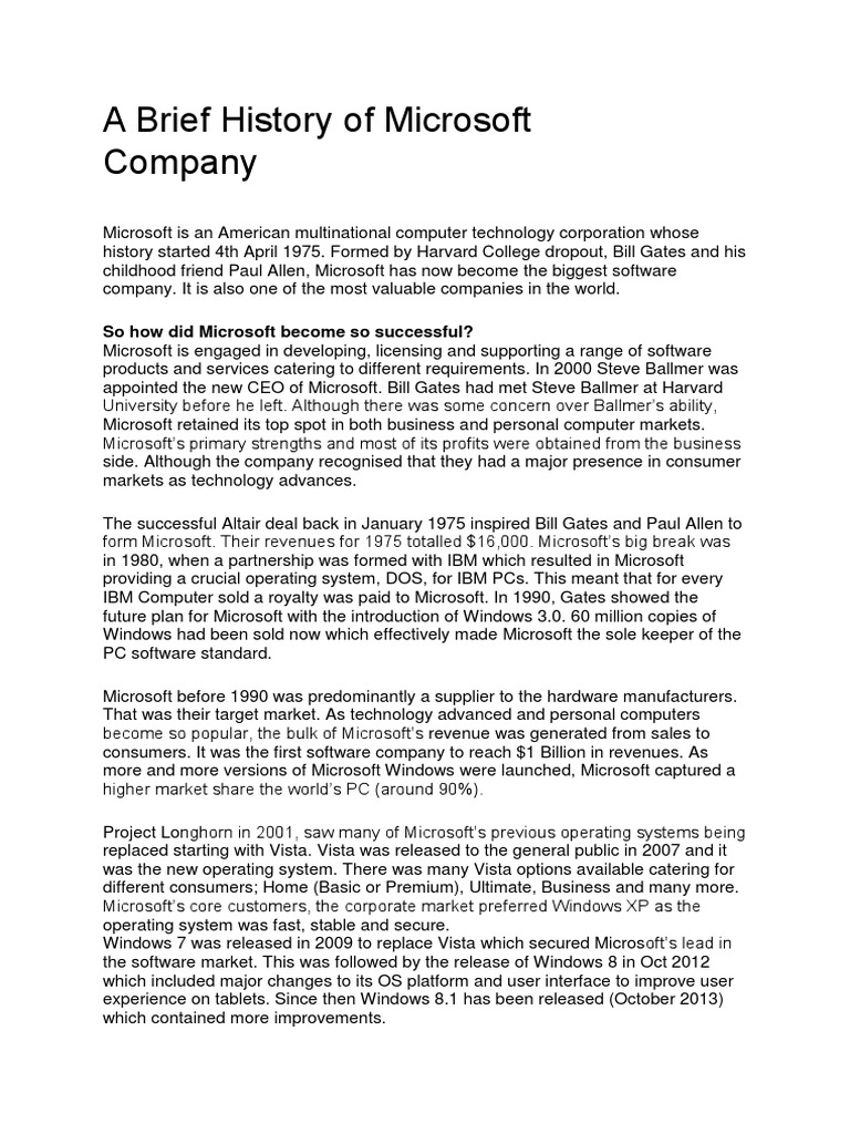 A Brief History Of Microsoft Microsoft Office Microsoft Word