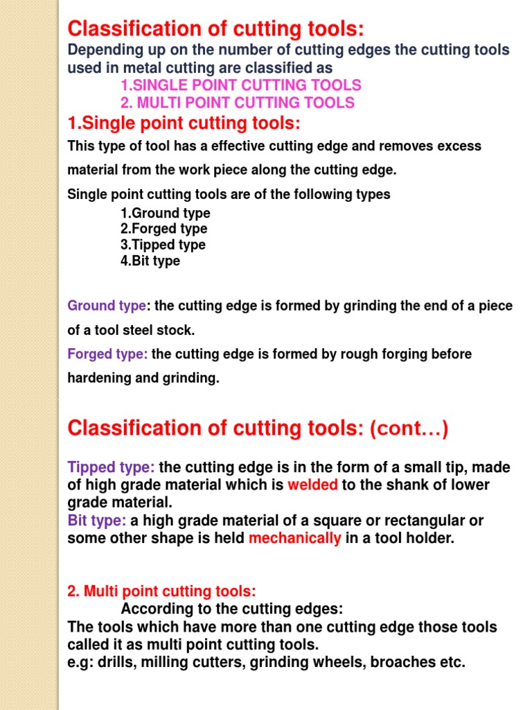 Classification of Cutting Tools PDF Machining Grinding (Abrasive