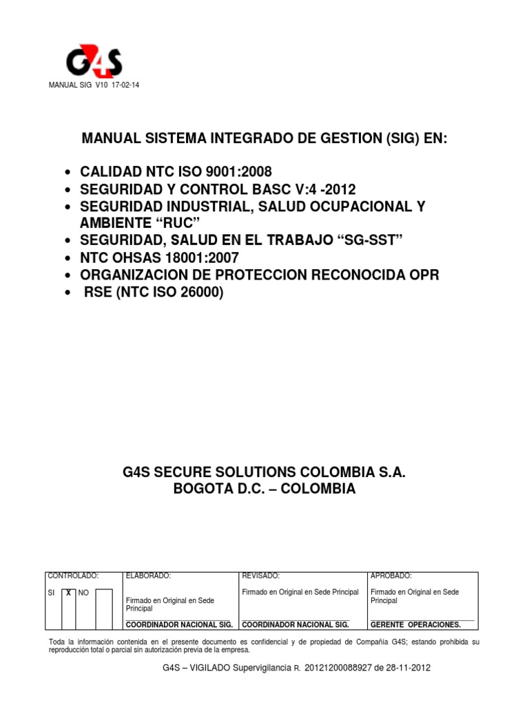 Manual Sistema Integrado de Gestion SIG PDF | PDF | Sistema de ...