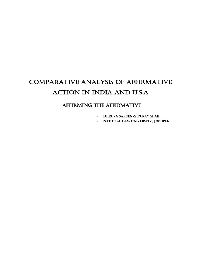 Comparative Analysis of Affirmative Action in India and U.S.A PDF