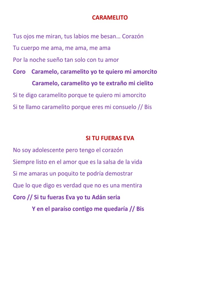 Letras de Canciones de Amor y Diversión | PDF | Pollo