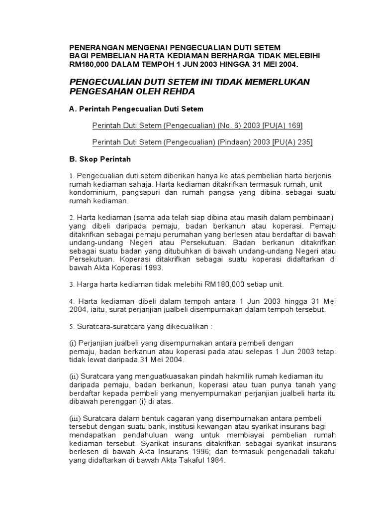 Penerangan Mengenai Pengecualian Duti Setem Pdf