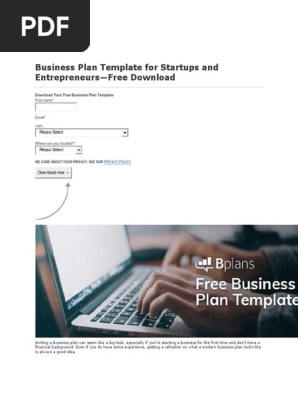 Business Plan Template for Startups and Entrepreneurs