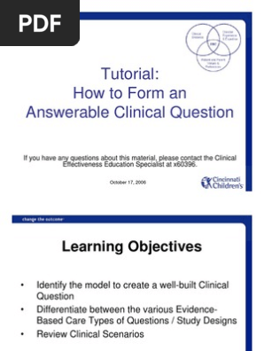 How To Form An Answerable Pico Question Evidence Based Medicine Medical Diagnosis