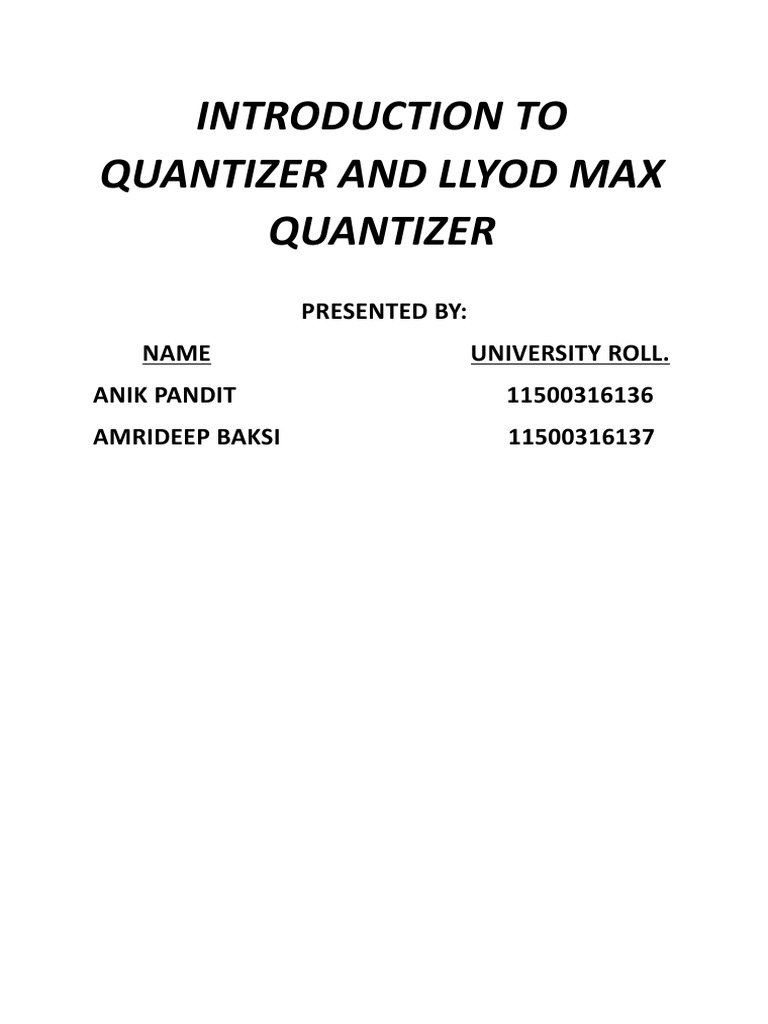 Introduction to Lloyd-Max Quantization | PDF | Discrete Mathematics ...