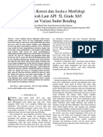 Studi Laju Korosi Dan Surface Morfologi Pipa Bawah Laut API 5L Grade X65 Dengan Variasi Sudut Bending PDF