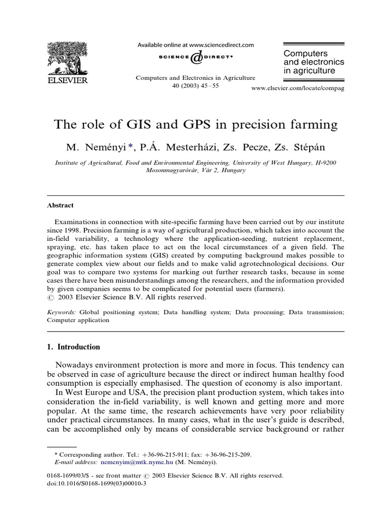 GIS and GPS in Precision Farming | PDF | Geographic Information System ...