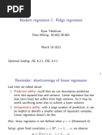 Modern Regression 1: Ridge Regression: Ryan Tibshirani Data Mining: 36-462/36-662