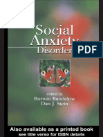 (Medical Psychiatry 29) Borwin Bandelow, Dan J. Stein - Social Anxiety Disorder-Marcel Dekker (2004) PDF