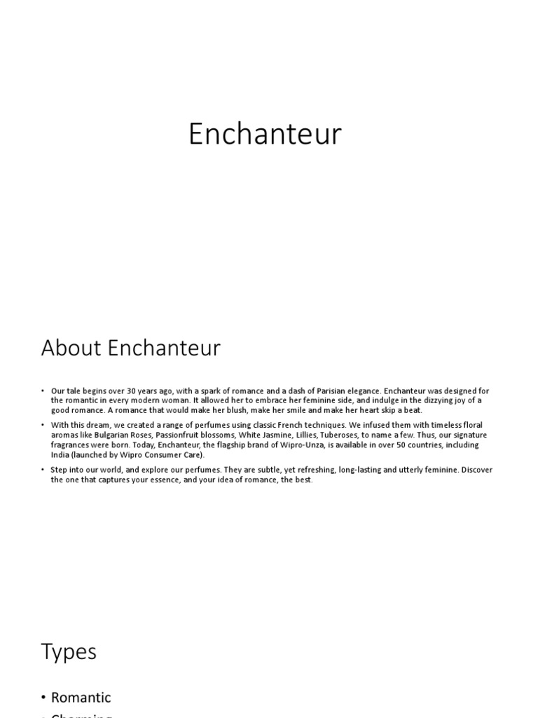 A Romantic Journey An Analysis of Enchanteur Perfumes' Brand