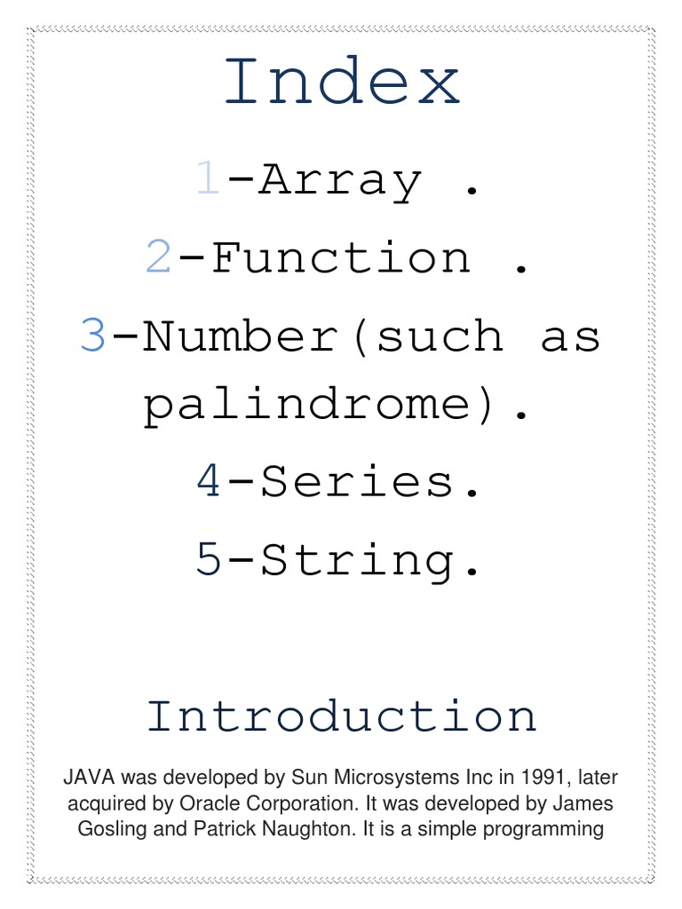 Array - Function - Number (Such As Palindrome) - Series. - String | PDF ...