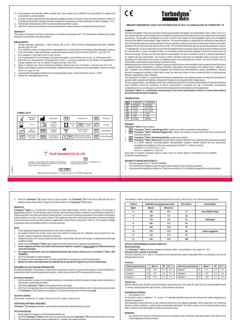 6 Turbodyne HbA1c Packinsert PDF | PDF | Glycated Hemoglobin | Medical ...