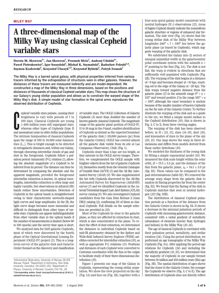 A 3d Map Of The Milky Way Pdf Milky Way Stars