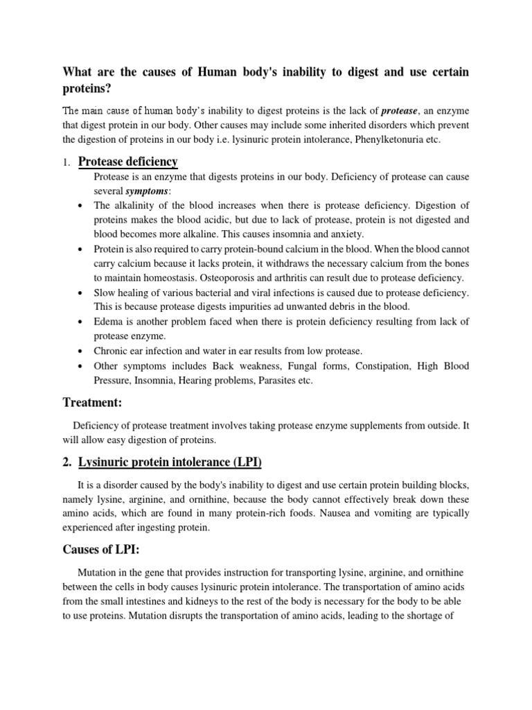 Causes of human inability to digest certain proteins | PDF | Arginine ...