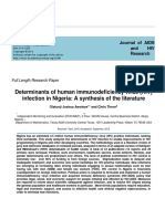 Determinants of Human Immunodeficiency Virus (HIV) Infection in Nigeria: A Synthesis of The Literature