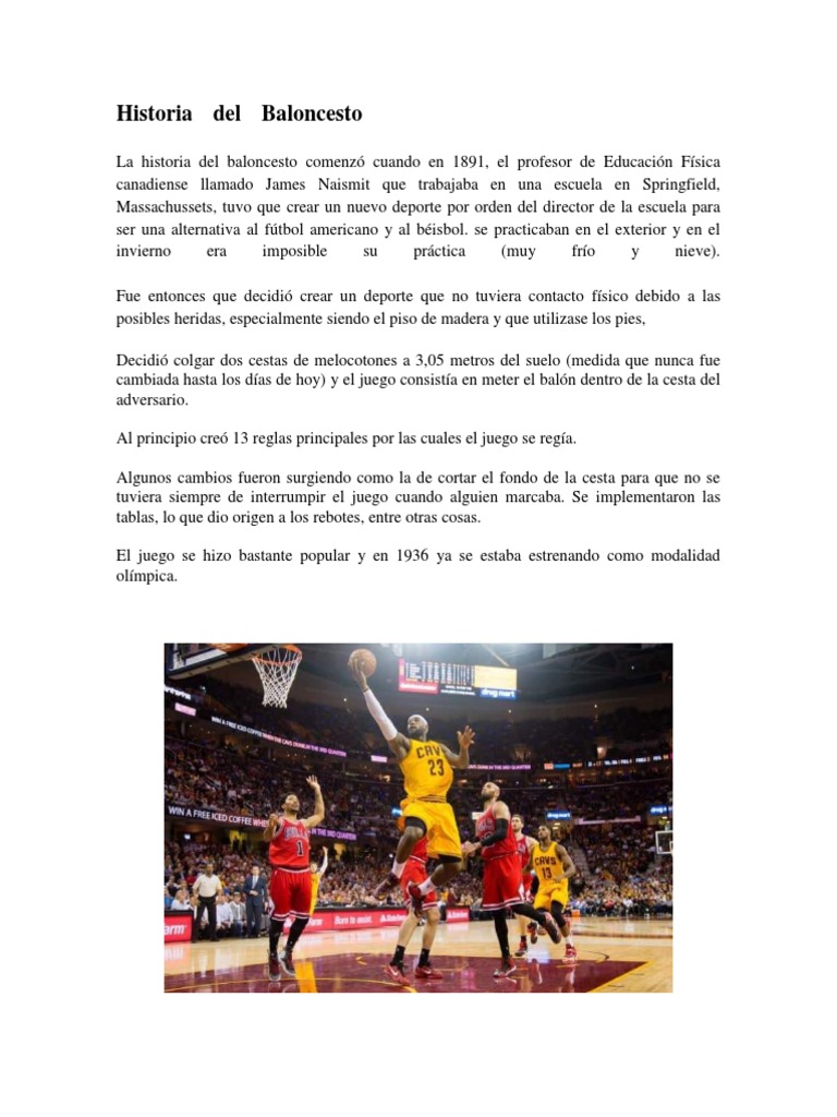 Historia Del Baloncesto | PDF | Asociación de Futbol | Deportes de equipo