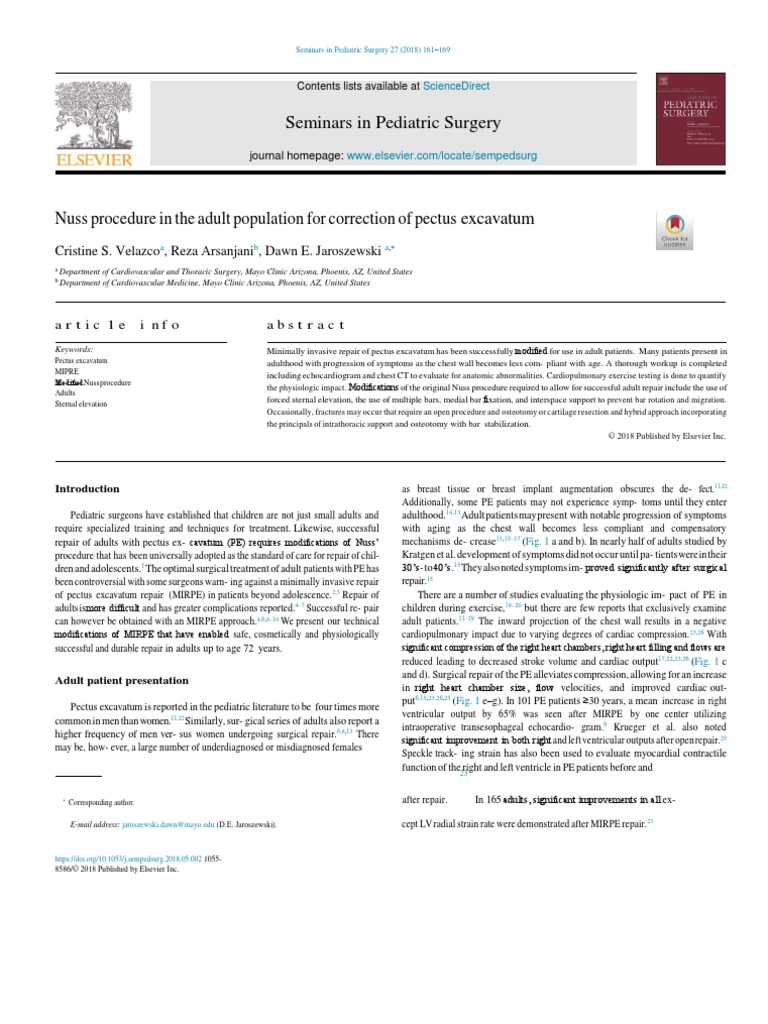 Nuss Procedure in The Adult Population For Correction of Pectus ...