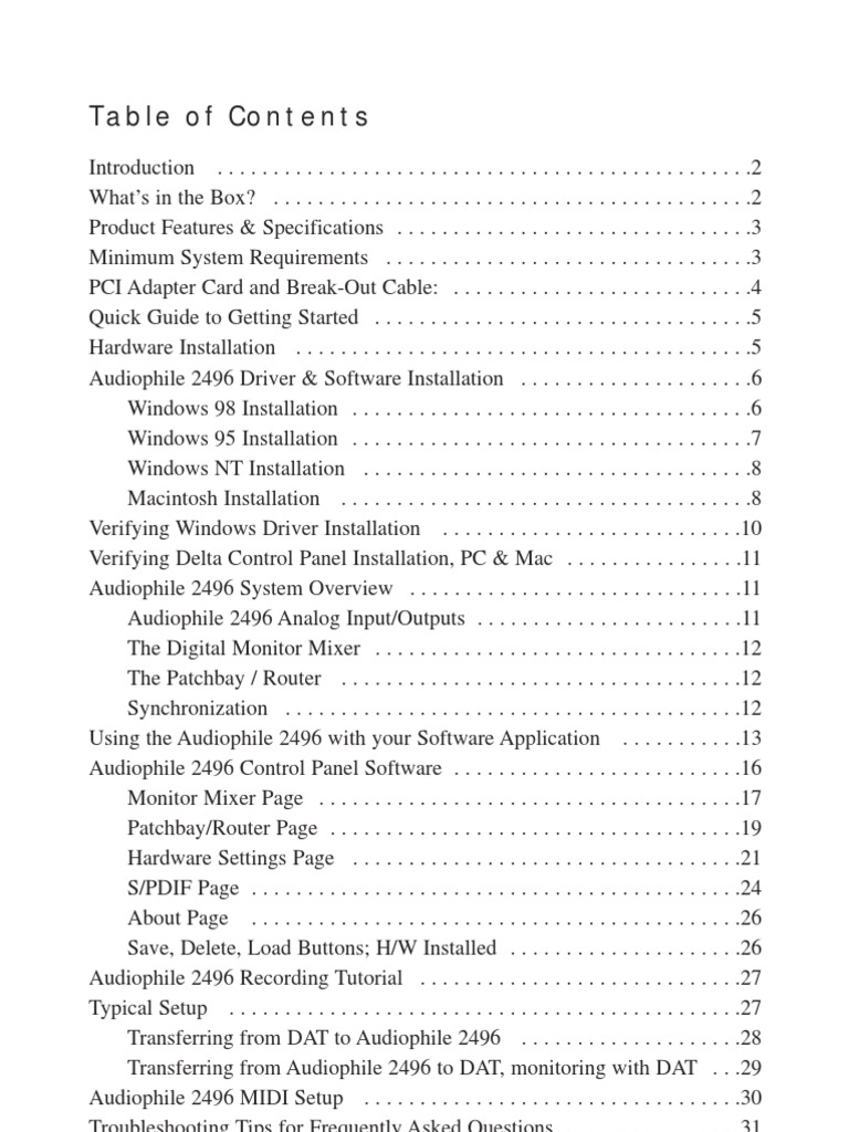 Audiophile 2496 Manual PDF