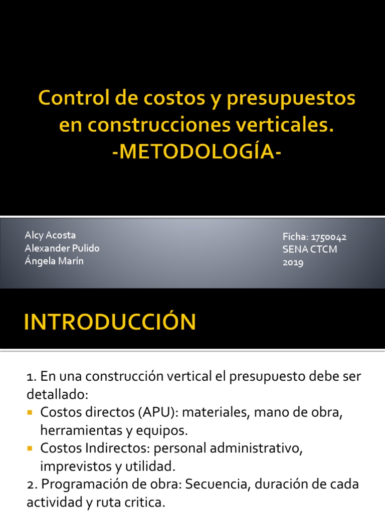 Control de Costos en Construcción | PDF | Presupuesto | Salario