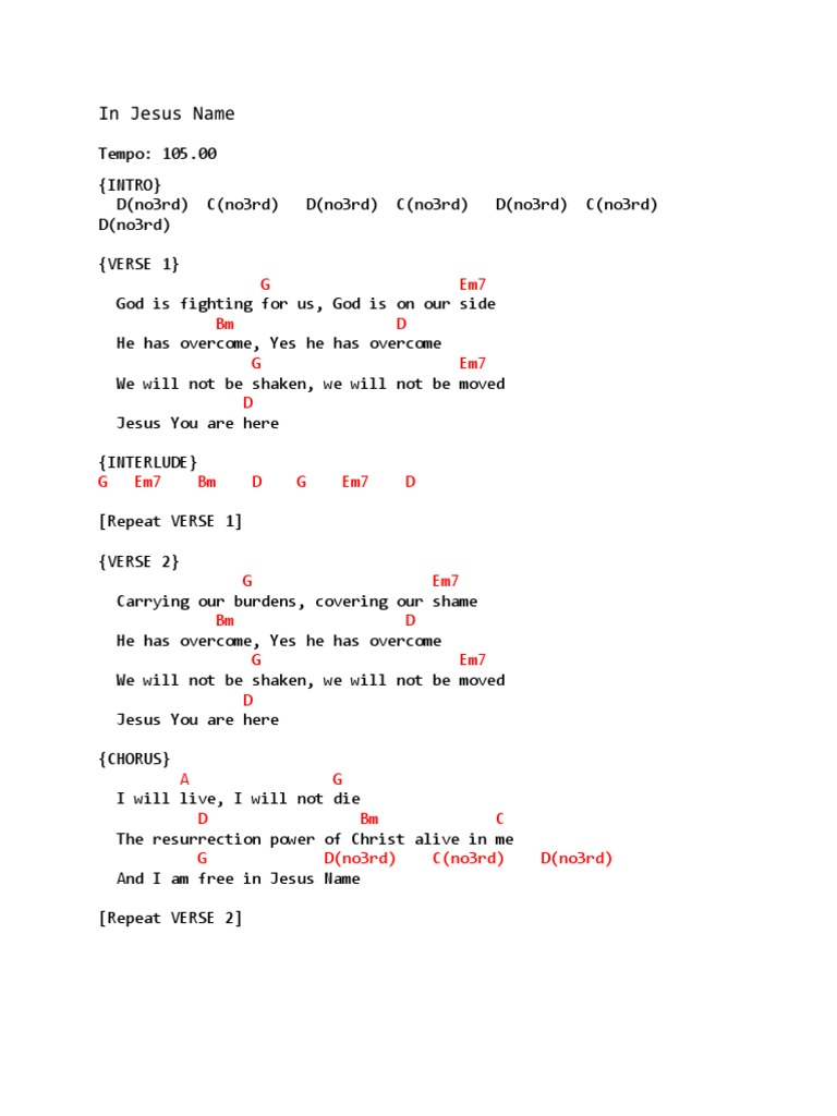In Jesus Name Docx Song Structure Systematic Theology
