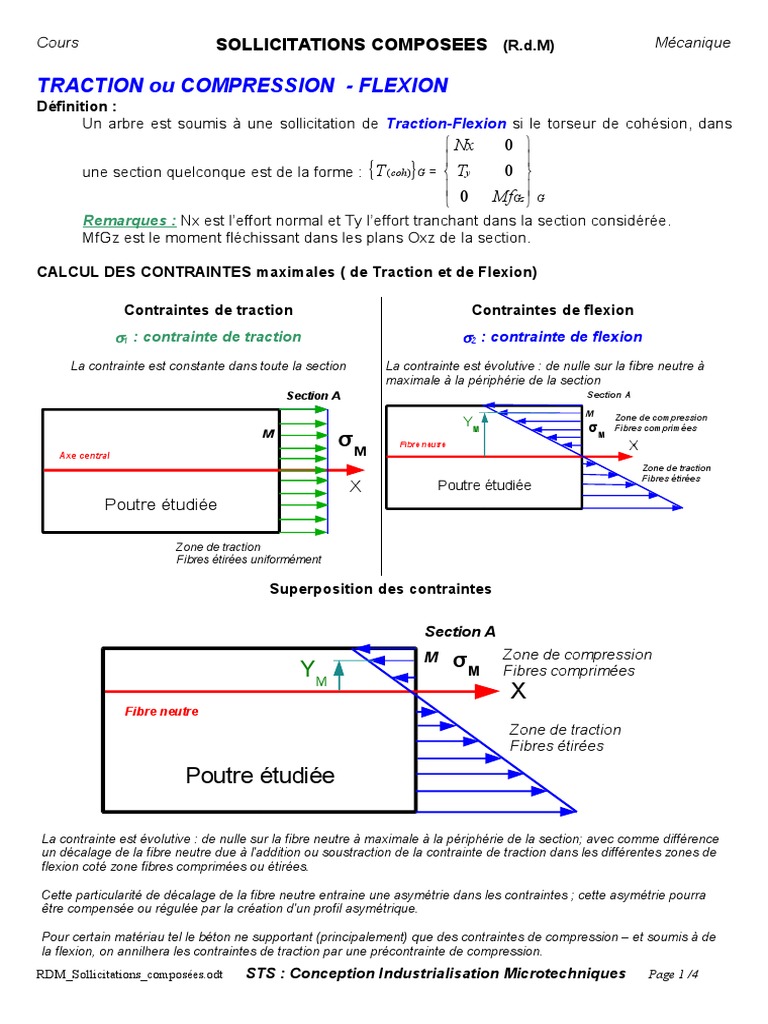 Contraintes en Flexion et Traction | PDF | Flexion (matériau ...