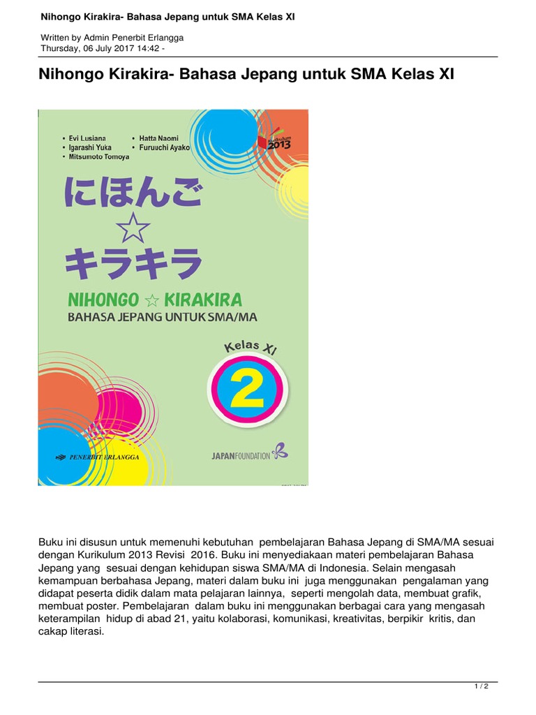 Kunci Jawaban Nihongo Kira Kira Kelas 11 Unduh File Guru