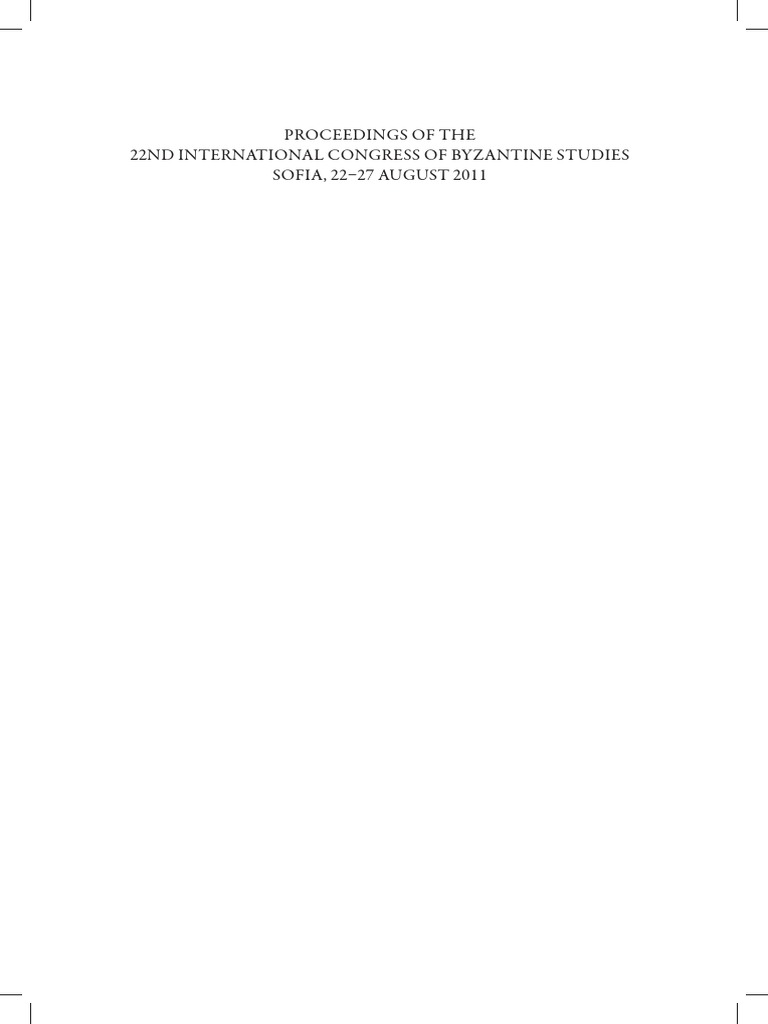 Proceedings Of The 22nd International Co Pdf Late Antiquity Byzantine Empire